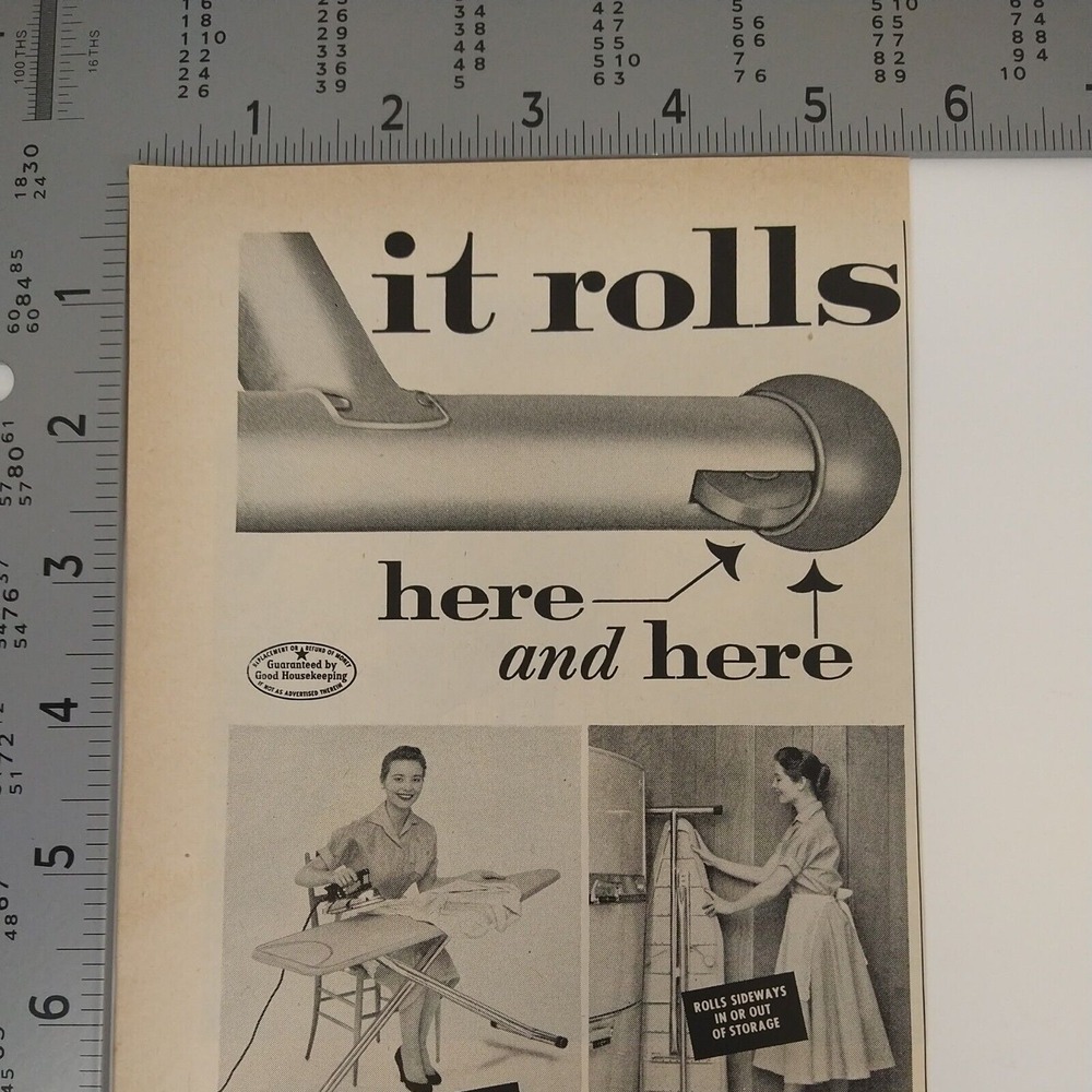 1958 Lady Arvin Roll-Away Ironing Board Vtg Print Ad Happy Housewife Laundry - Picture 6 of 8